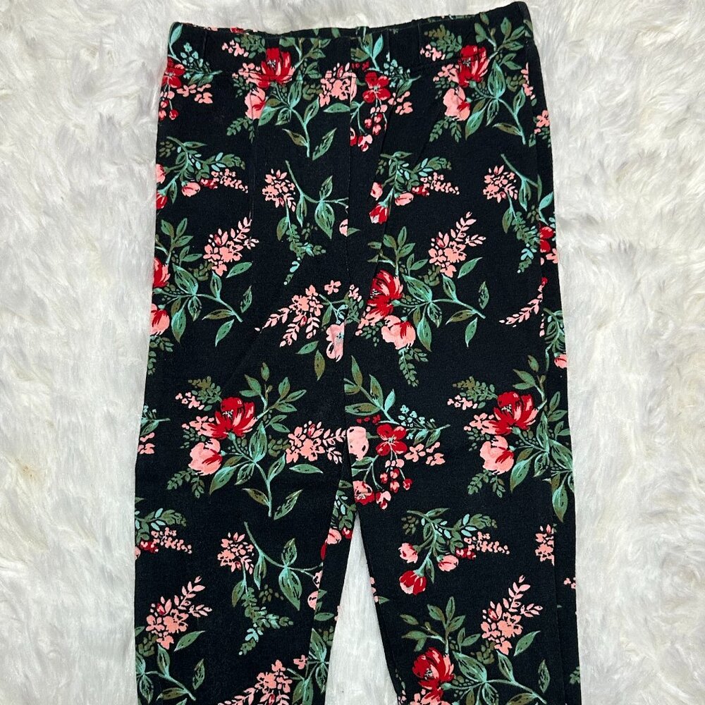 Carter's Baby girls Black Floral 100% Cotton Elastic Waist Pull On Pants 18 M